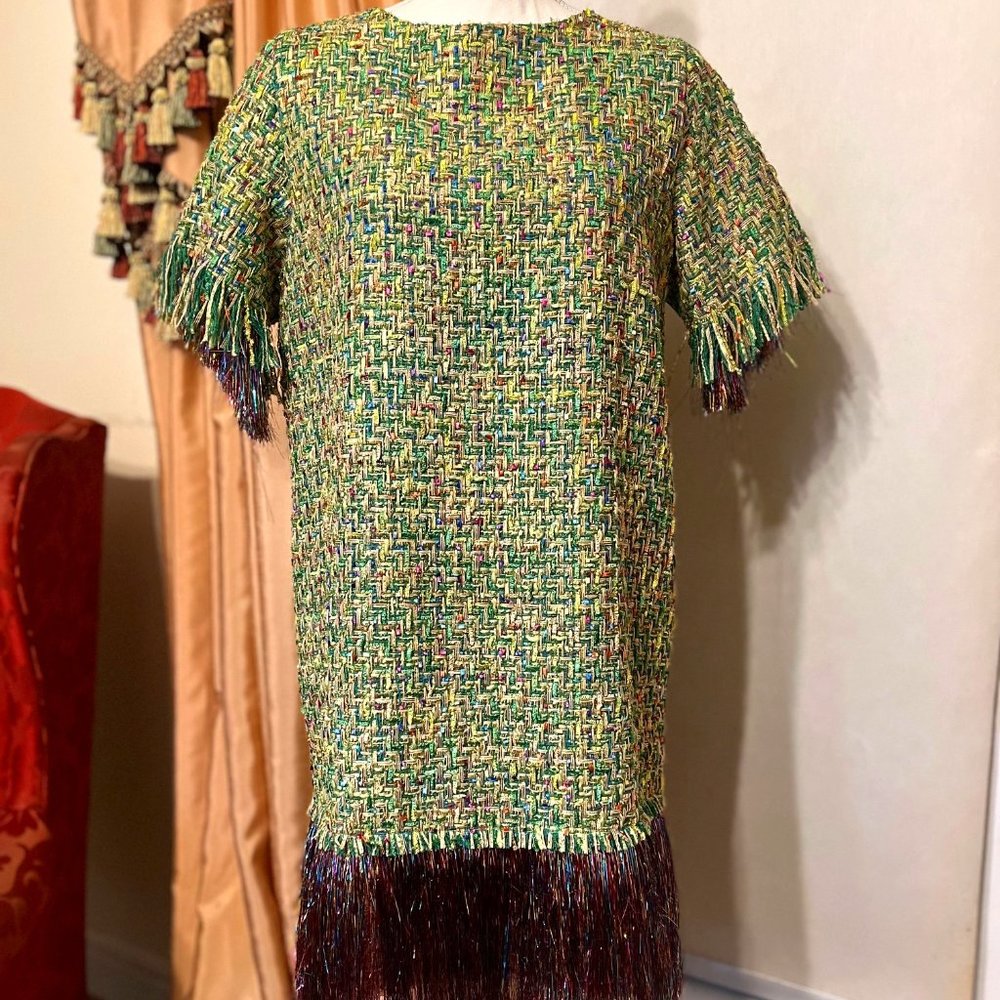 Alcoolique Carla  Short Sleeve Dress with Fringe